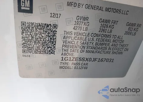 2018 Chevrolet Malibu Premier из США, поврежденный, VIN 1G1ZE5SX0JF167031